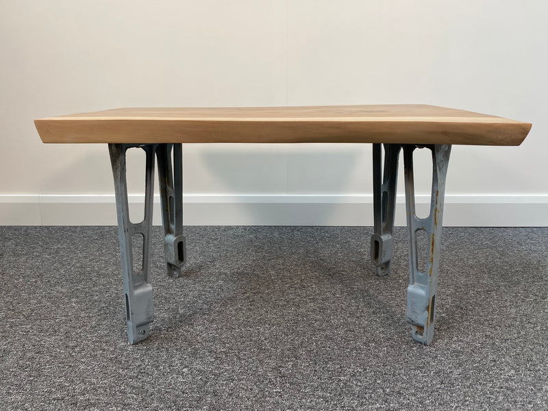 Handmade Elm Live Edge Coffee Table with Cast Iron Legs