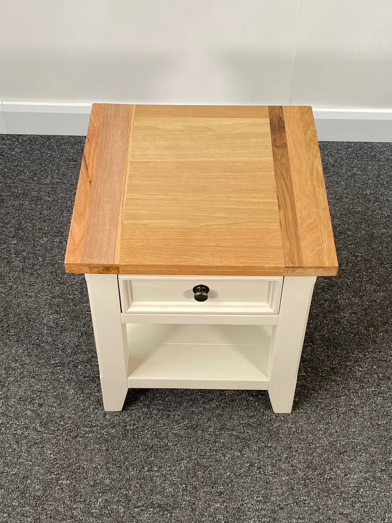 Cream and wood side table deals