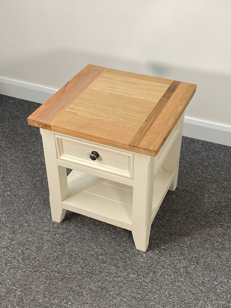 Oak & Cream Double Sided Drawer Side Table