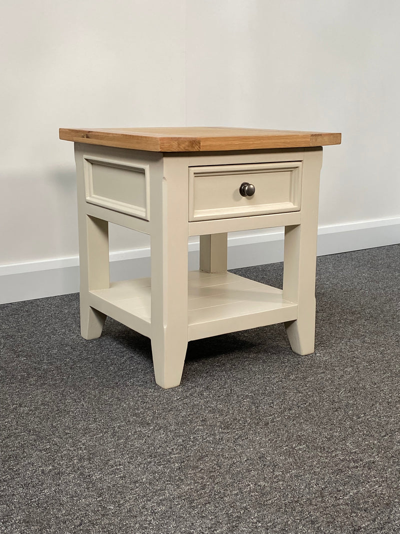 Oak & Cream Double Sided Drawer Side Table