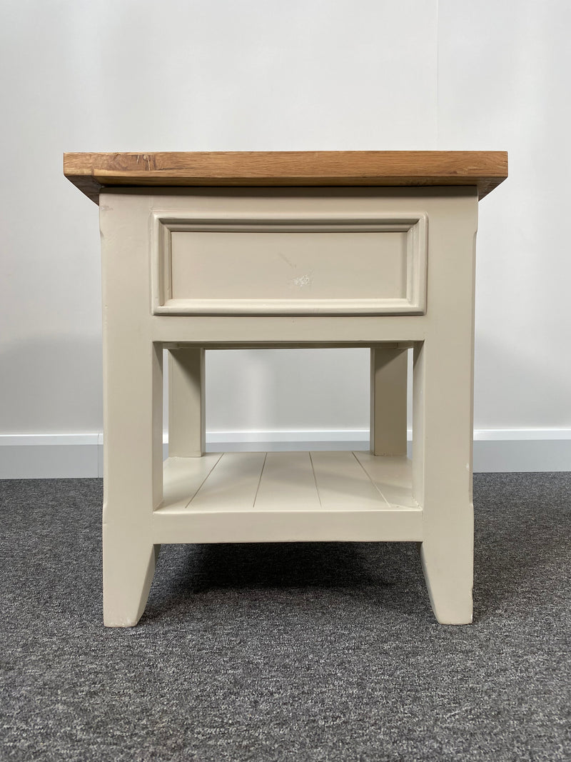 Oak & Cream Double Sided Drawer Side Table
